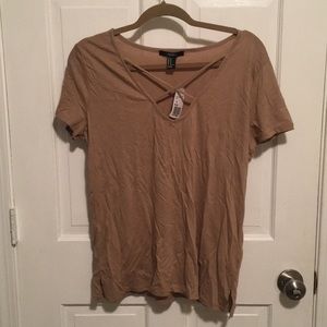 Cross neck short sleeve t shirt